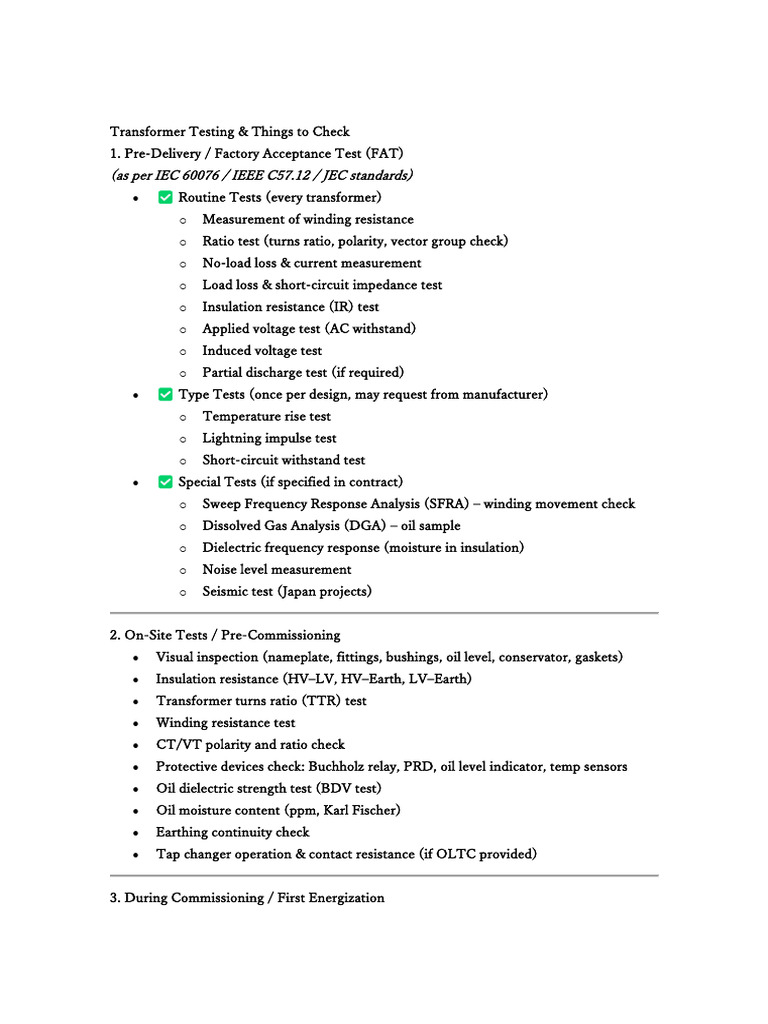 Transformer Testing Pdf Transformer Electric Power