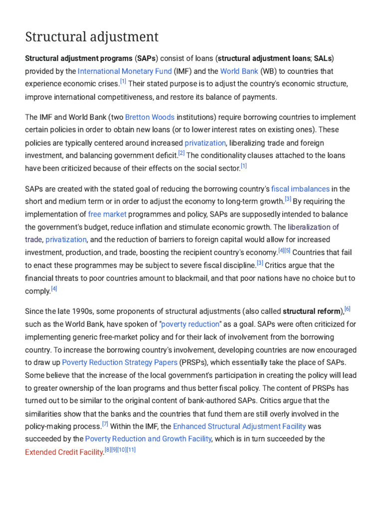 Understanding Structural Adjustment Programs | PDF | Cost Of Living ...