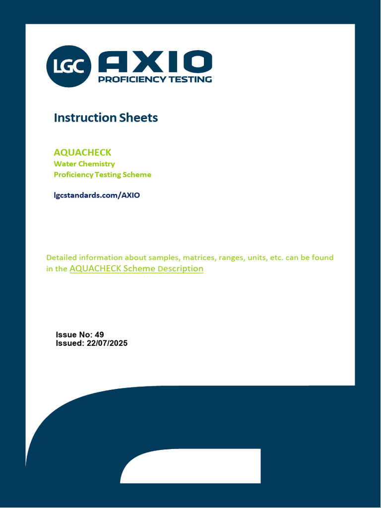 AQUACHECK Water Chemistry Testing Guide | PDF