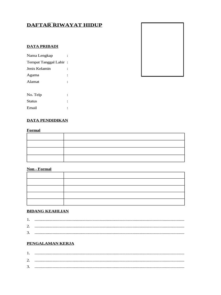 Daftar Riwayat Hidup Kosong PDF | PDF