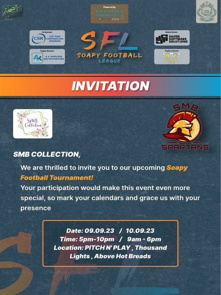 Soapy Football Tournament Invitation | PDF