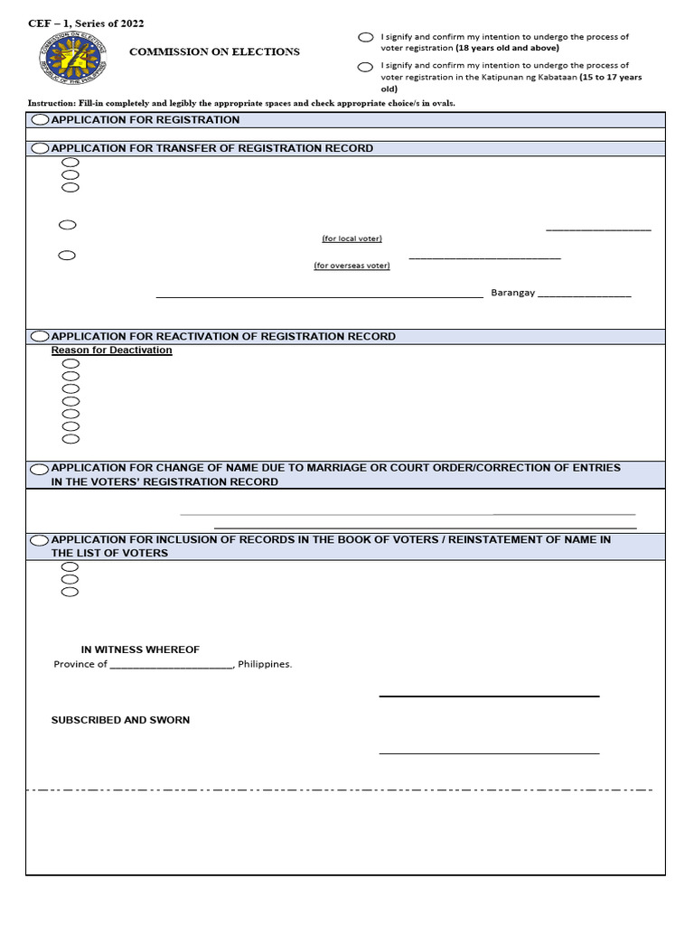 CEF-1 Voter Registration Application | PDF | Naturalization | Voter ...