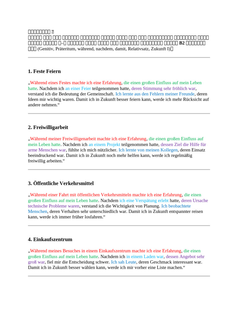 B1 German Speaking Separate Thema | PDF