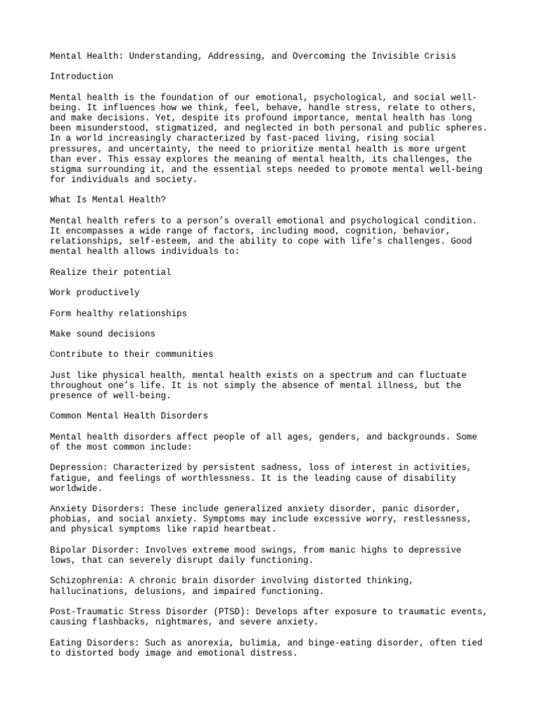 Understanding Mental Health Issues | PDF | Mental Disorder | Mental Health