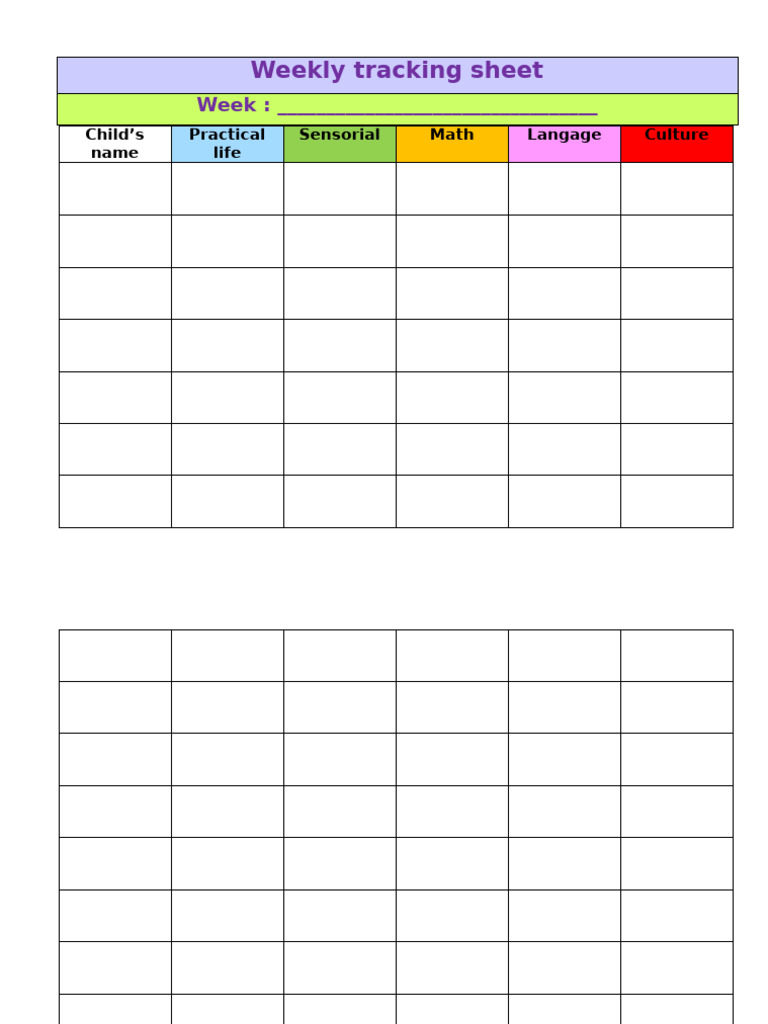 Weekly Tracking Sheet | PDF