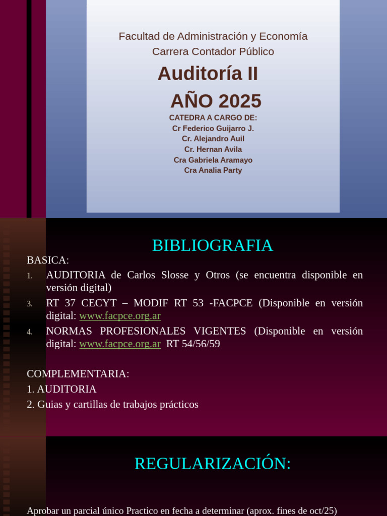 Auditoría II: Contenidos y Normativas 2025 | PDF | Auditoría | Contralor
