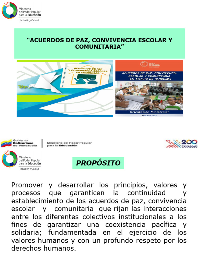 Acuerdos de Paz y Convivencia Escolar | PDF