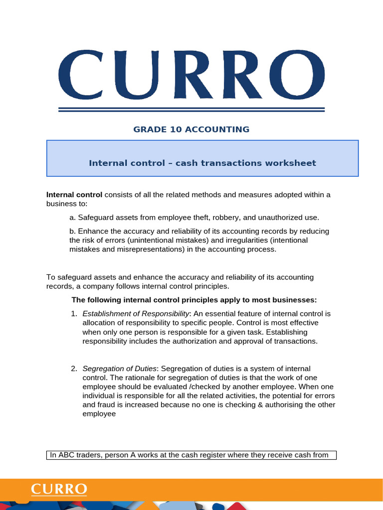 Internal Control Principles in Accounting | PDF | Internal Control ...