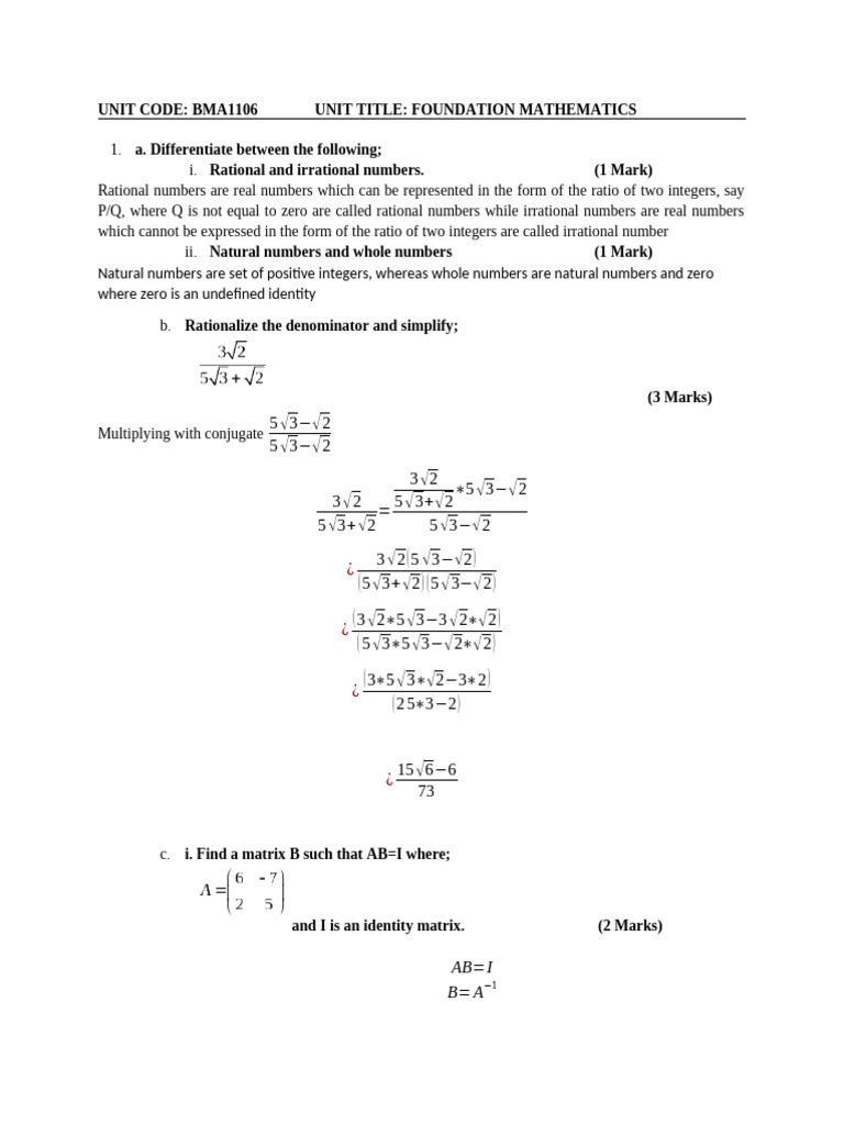 Foundation Mathematics Concepts Explained | PDF | Square Root ...