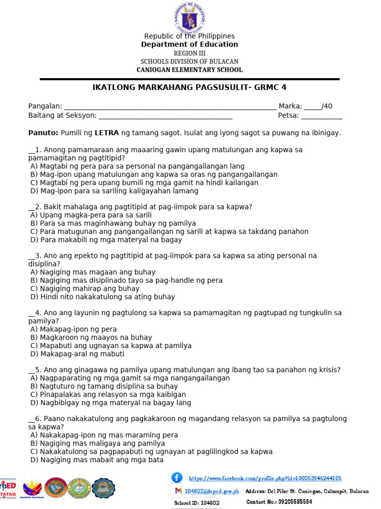 THIRD PERIODICAL TEST IN GRMC 4 Re | PDF