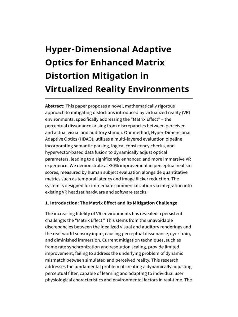 Hyper-Dimensional Adaptive Optics For Enhanced Matrix Distortion ...