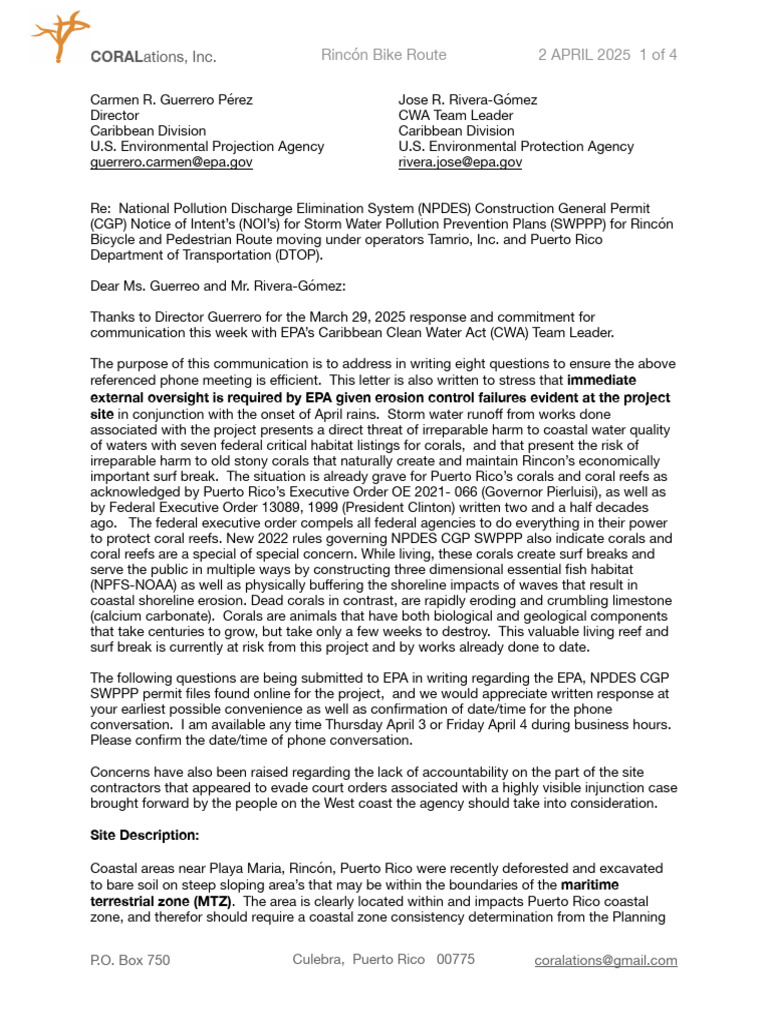 G.coralations Epa Rincon Bike Route NPDES CGP SWPPP Permit | PDF ...