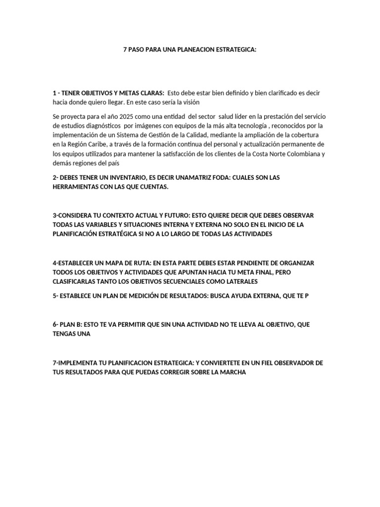 7 Paso para Una Planeacion Estrategica r8 | PDF