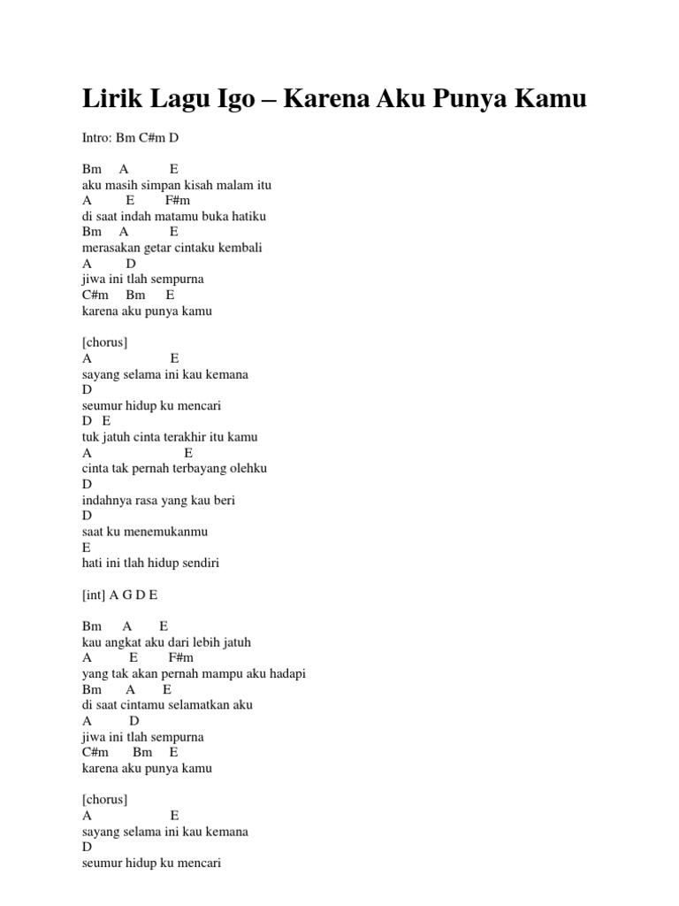 Lirik Lagu Igo Pdf