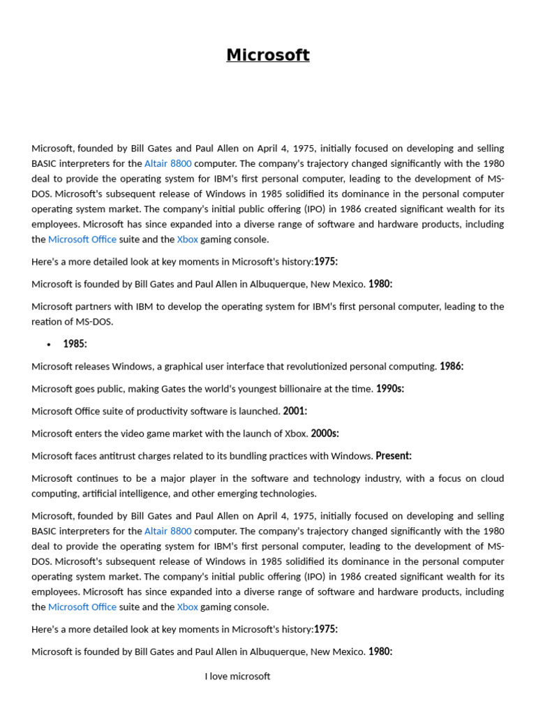 Microsoft: Key Milestones in History | PDF | Microsoft | Microsoft Windows