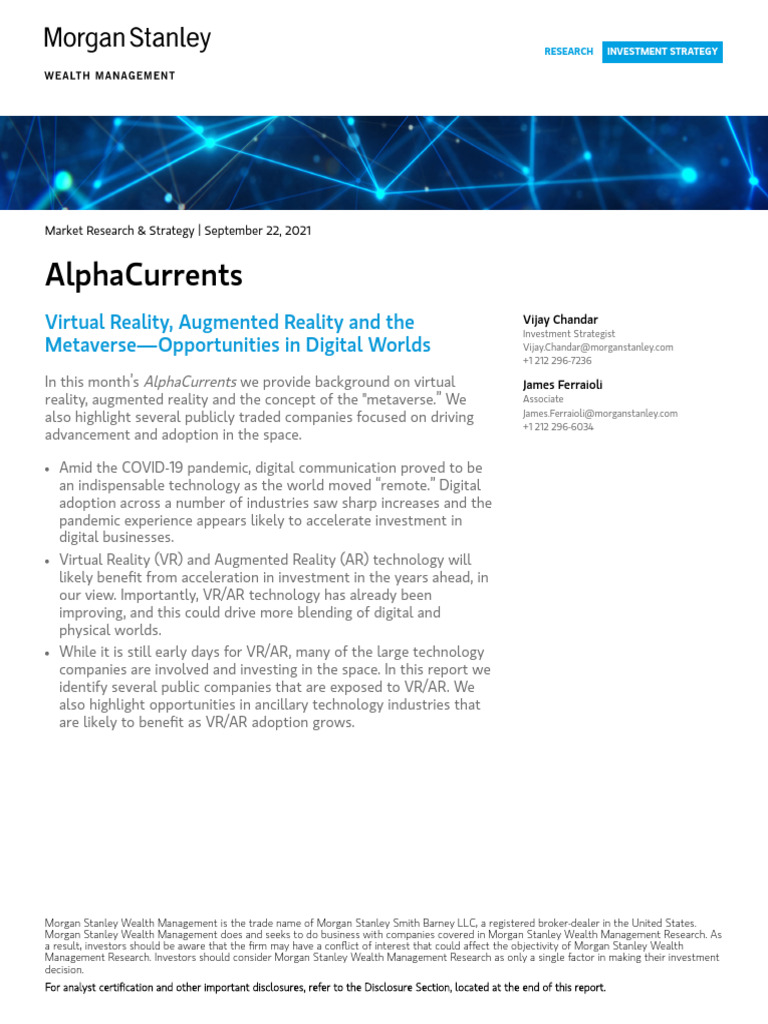 Virtual Reality, Augmented Reality and The Metaverse-Opportunities in ...