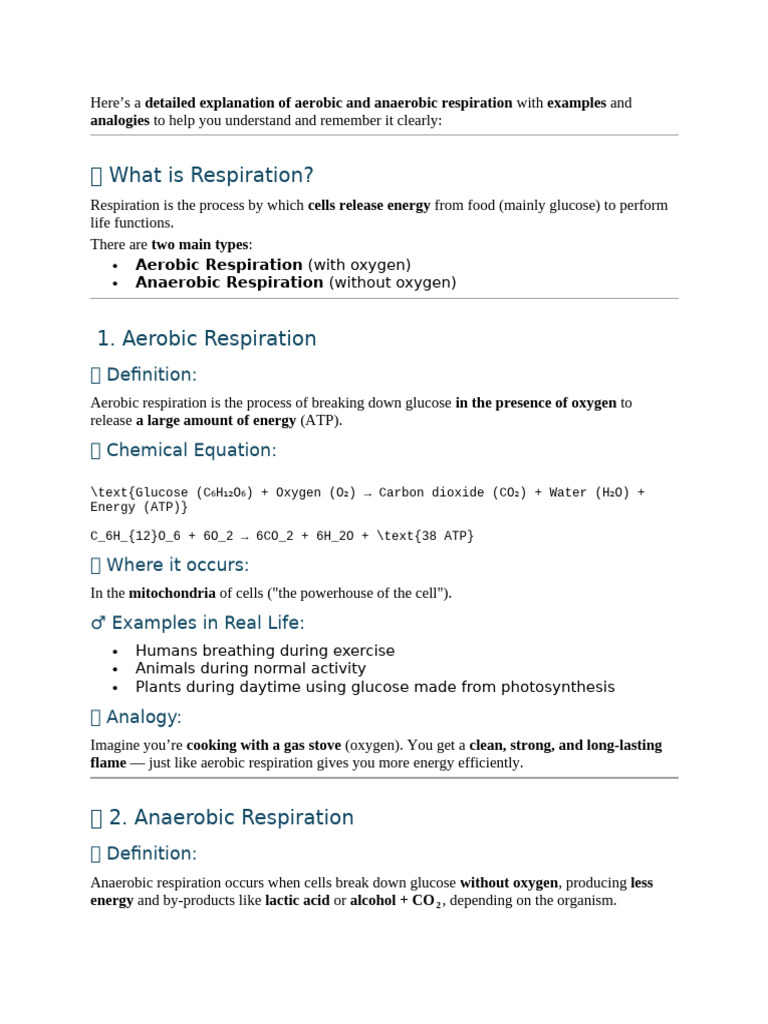 Aerobic vs Anaerobic Respiration Explained | PDF | Cellular Respiration ...