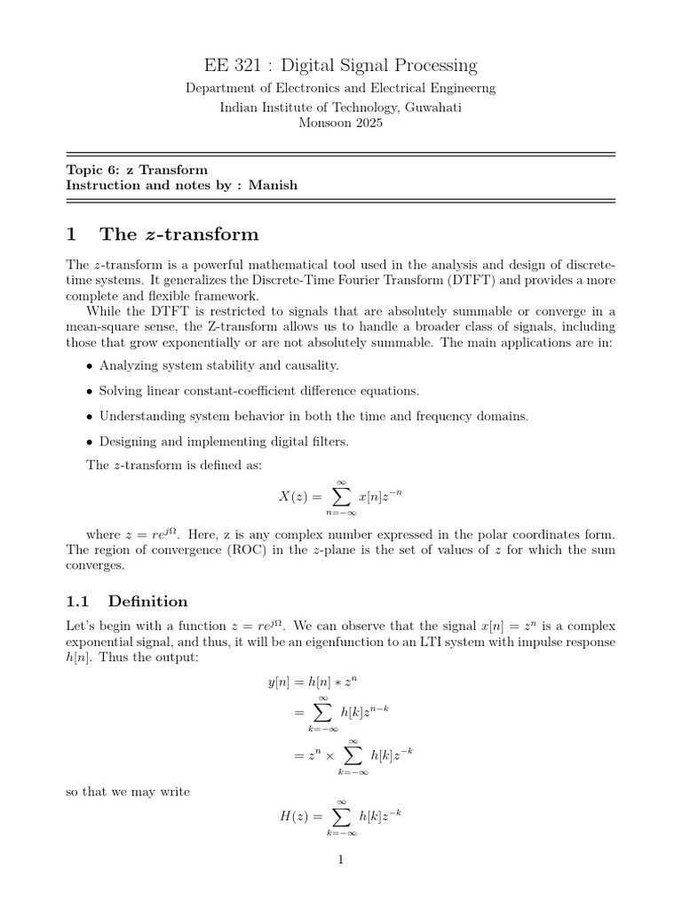 Understanding the z-Transform in DSP | PDF | Mathematical Analysis ...