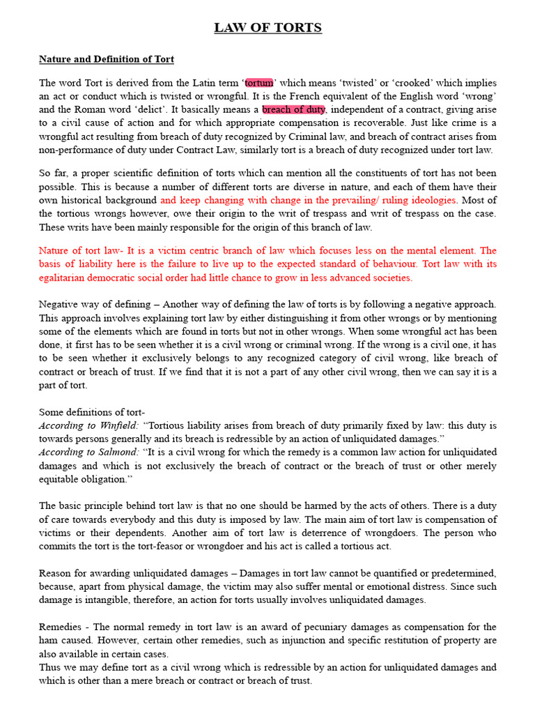 Understanding the Law of Torts | PDF | Tort | Damages