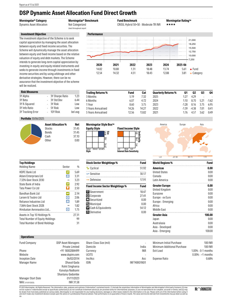 DSP Dynamic Asset Allocation Fund Report | PDF | Investing | Asset ...