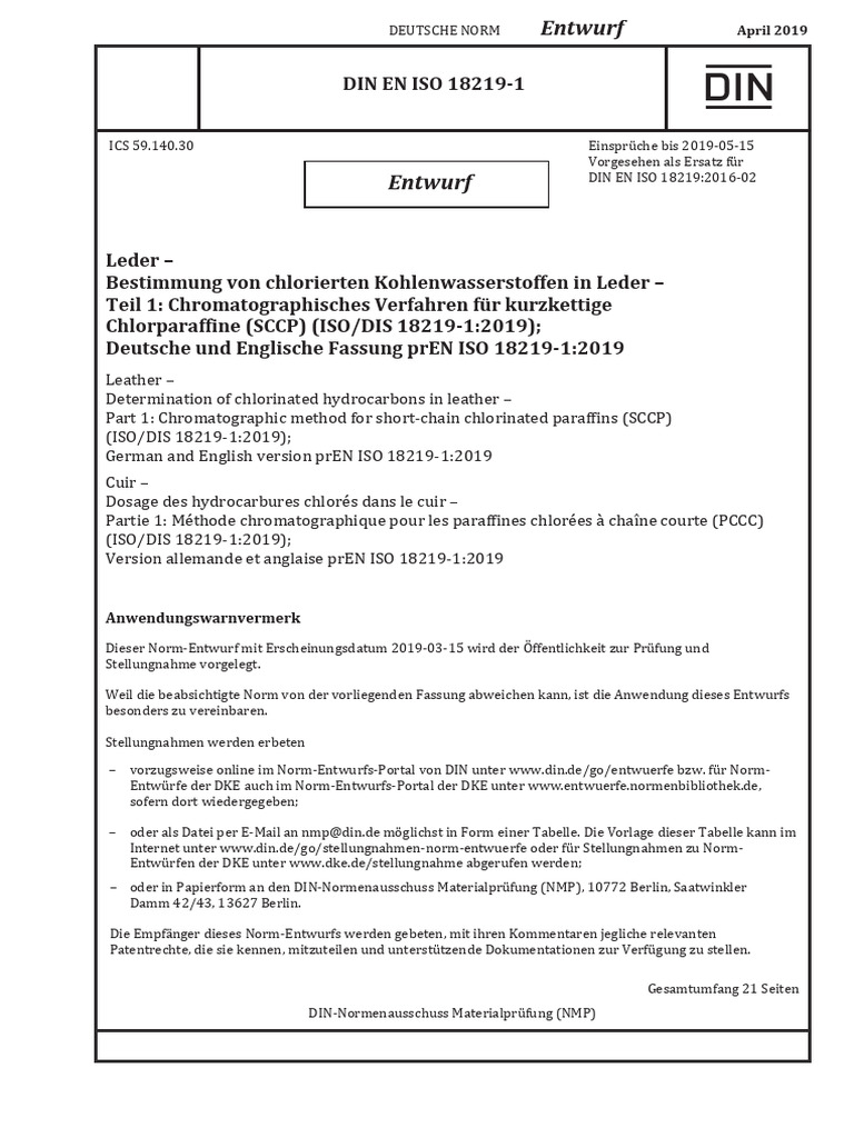 Din en Iso 18219-1 e 2019-04 | PDF