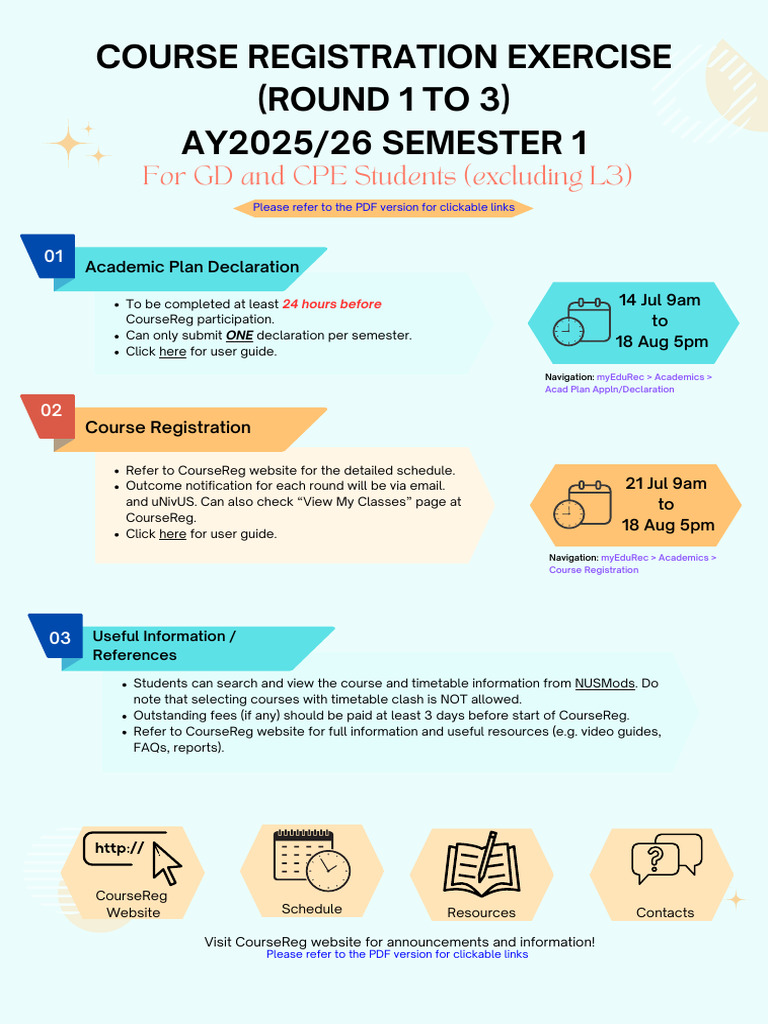 NUS Course Registration Schedule 2025/26 | PDF