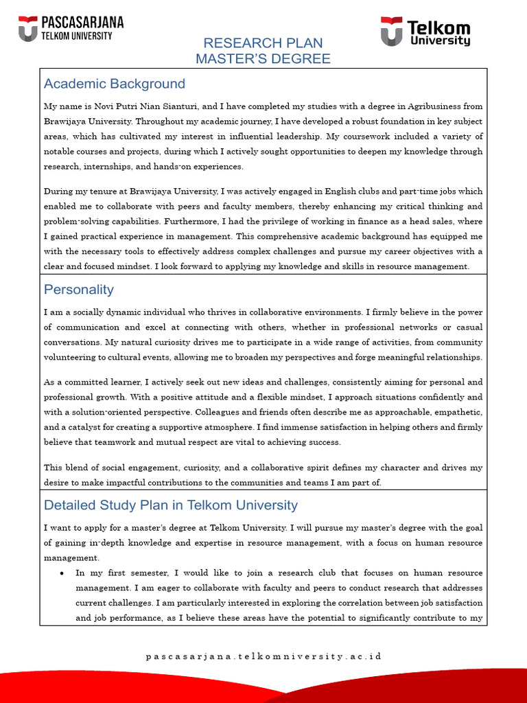 Research Plan Master's Degree - Novi | PDF | Methodology | Leadership