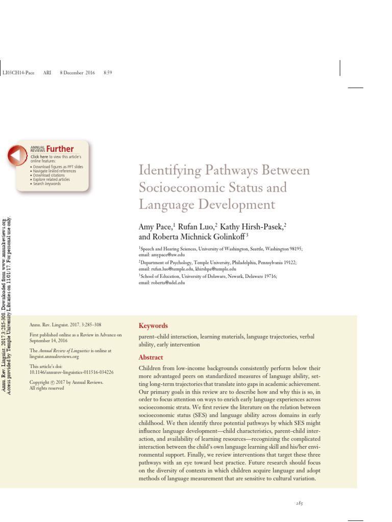 SES Impact on Language Development | PDF | Socioeconomic Status ...