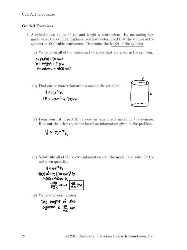 Cylinder Volume and Height Calculations | PDF | Mathematical Analysis ...