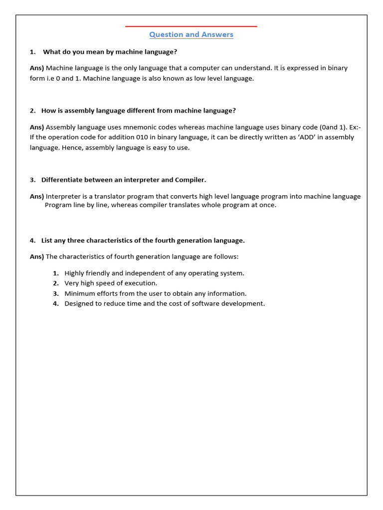 Class 6 Computer Language Q&A | PDF