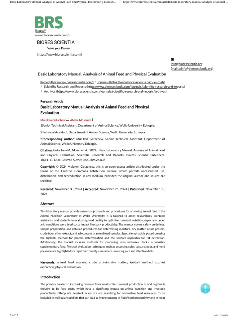 Animal Feed Analysis Lab Manual | PDF | Titration | Chemistry