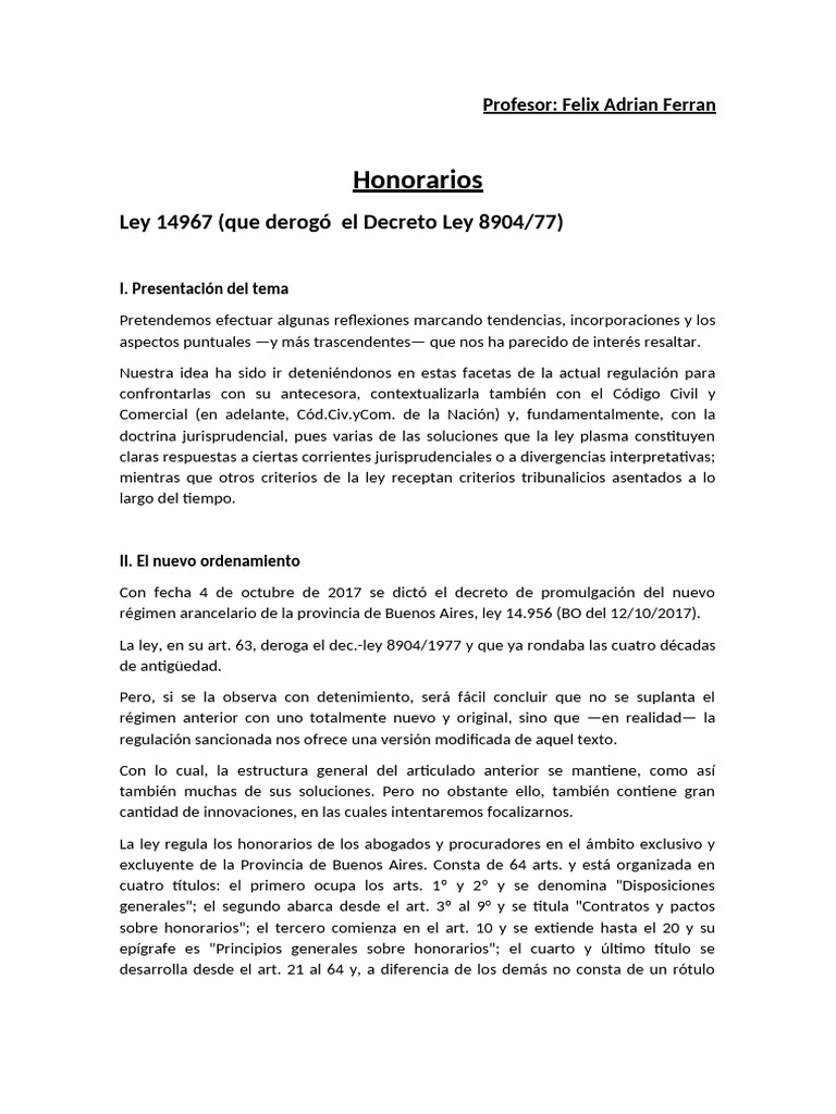 Análisis de la Ley 14967 sobre Honorarios | PDF | Caso de ley | Juez