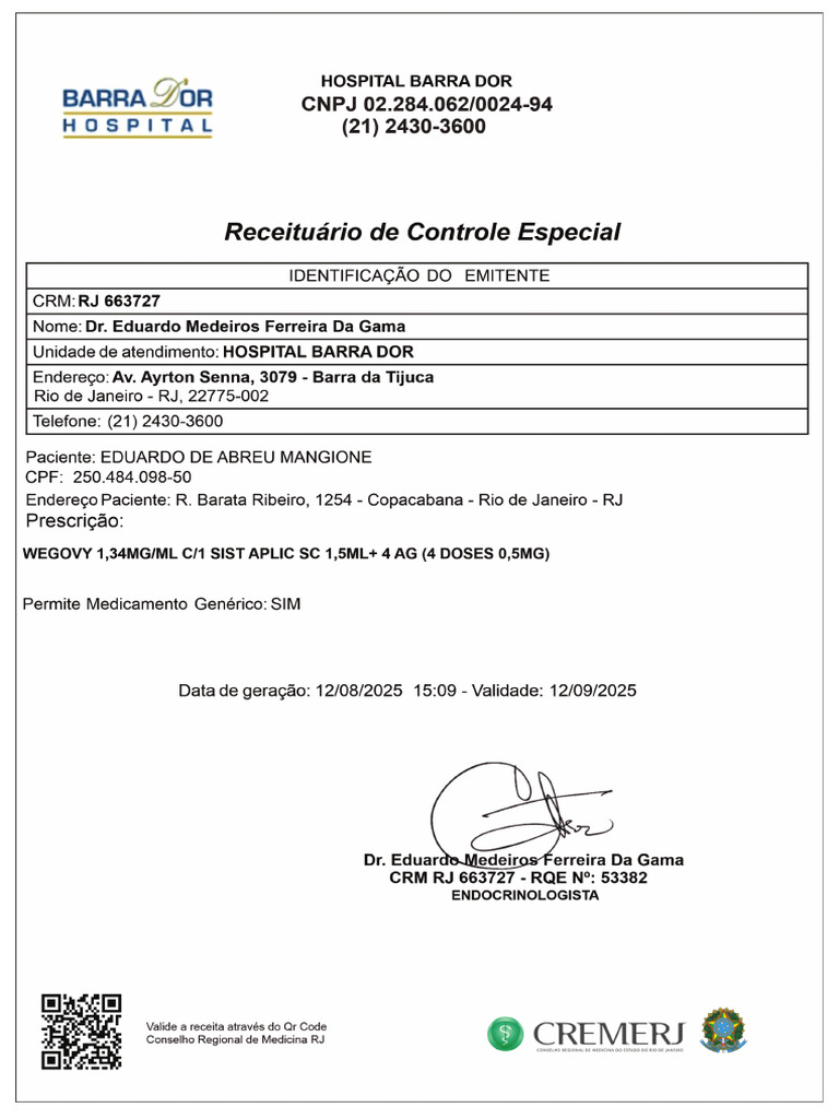RECEITA Wegovy RJ | PDF