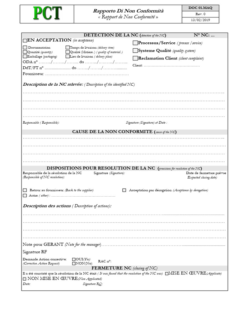 Non-Conformity Report for Plastic Components | PDF | Public Law | Legal ...
