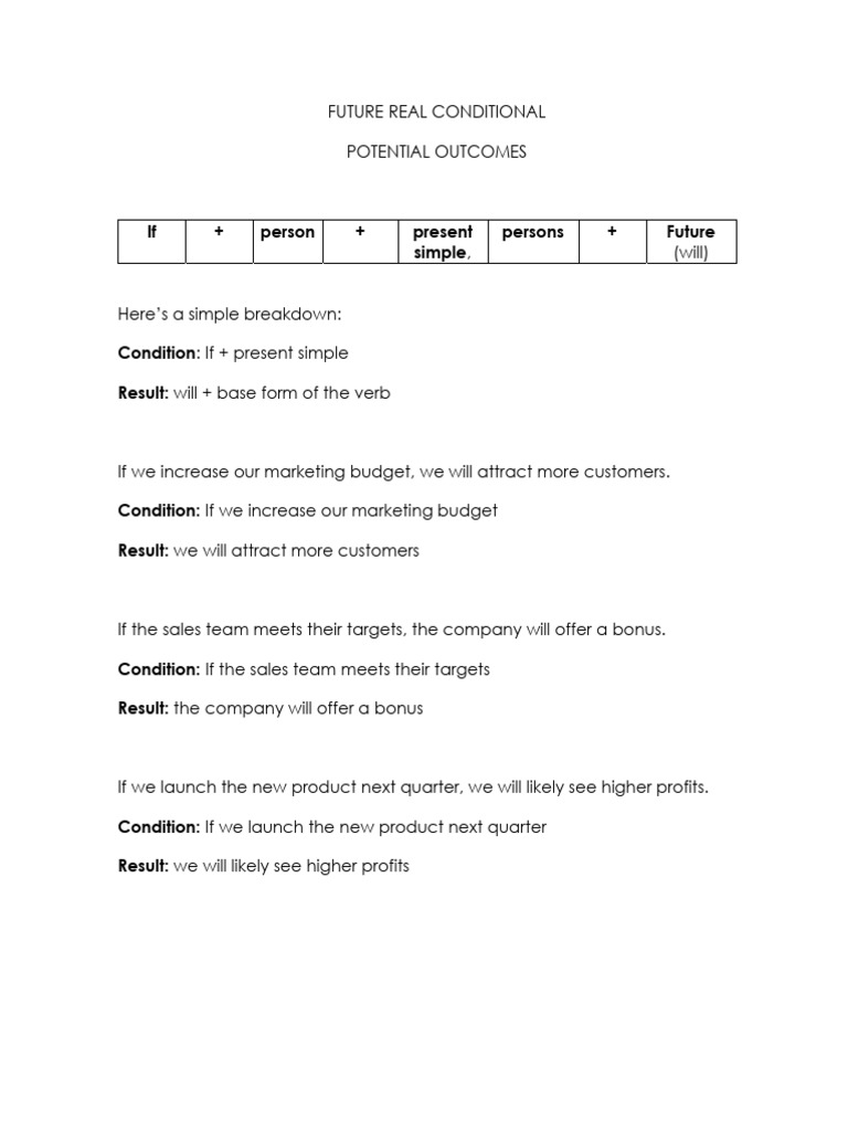 Future Real Conditional Exercise | PDF
