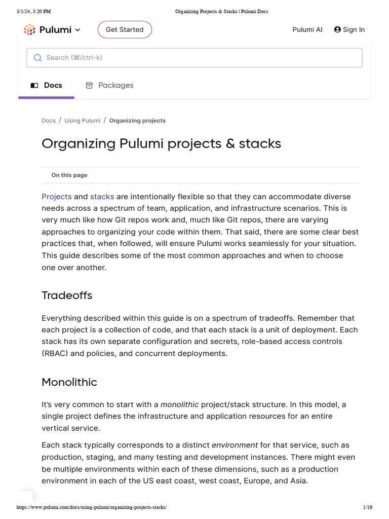 Organizing Projects & Stacks - Pulumi Docs | PDF | Software Development ...