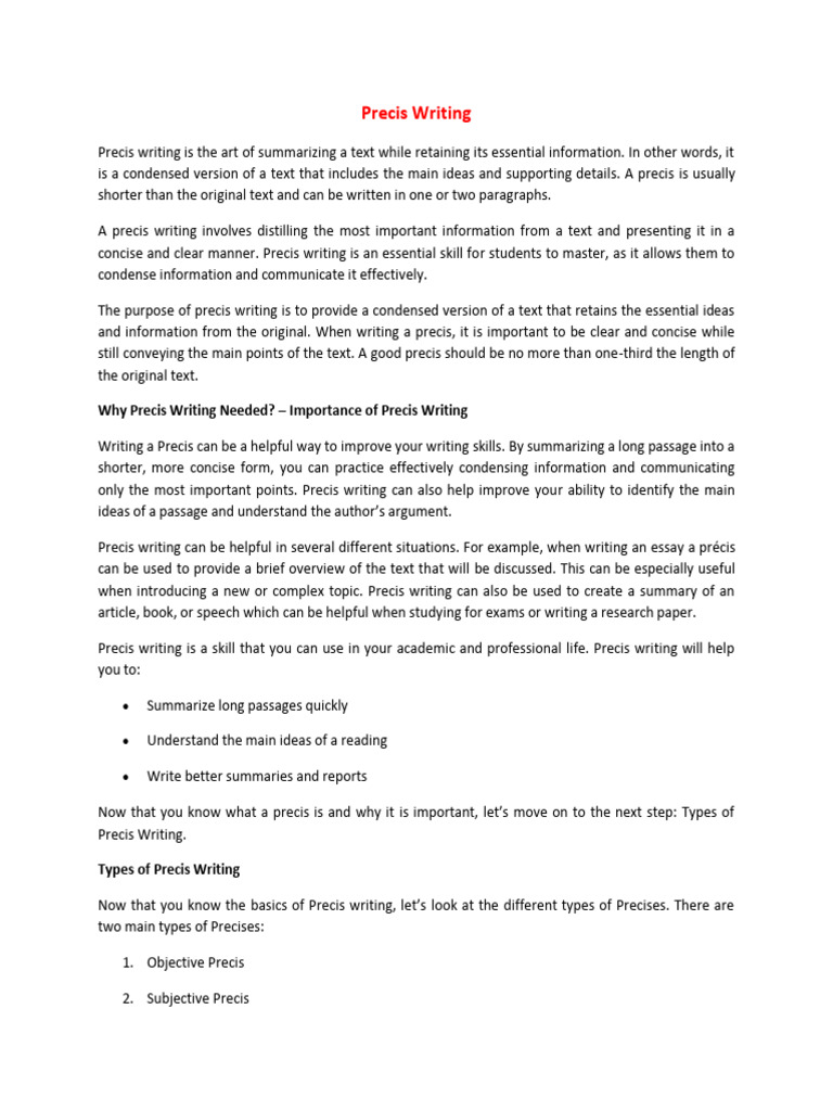 Guide to Effective Precis Writing | PDF | Coffee | Meditation