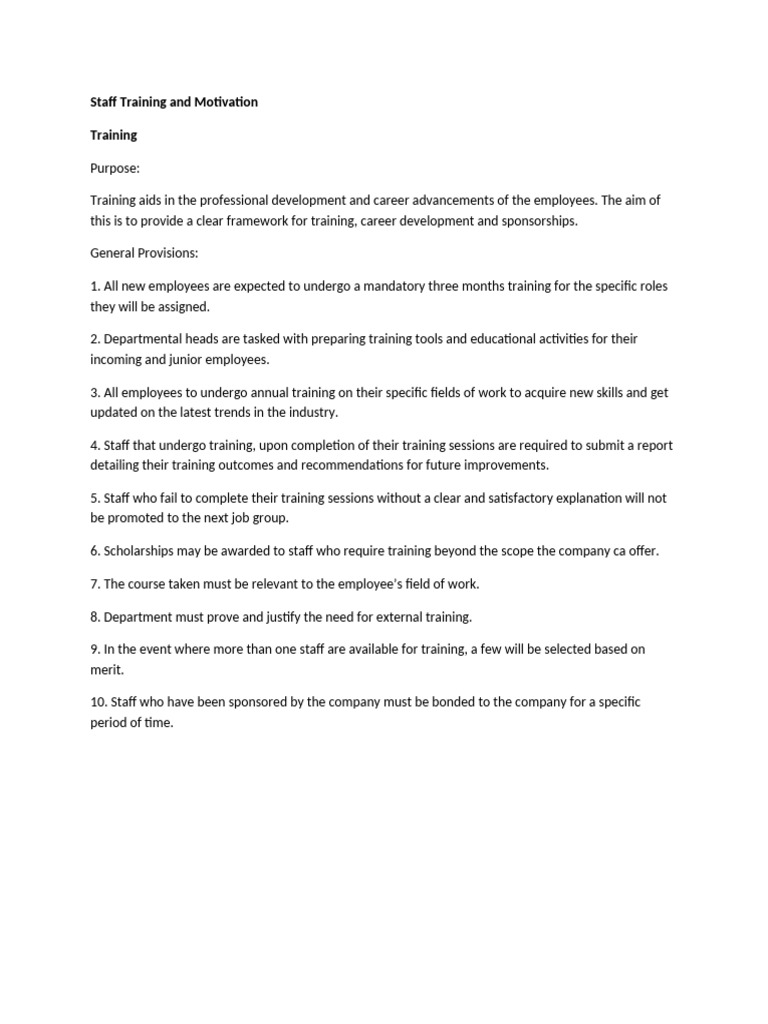 Staff Training and Motivation Strategies | PDF