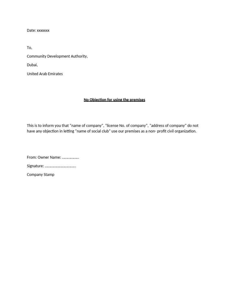 CDA NoObjectionLetter Premises 5sept2022 | PDF