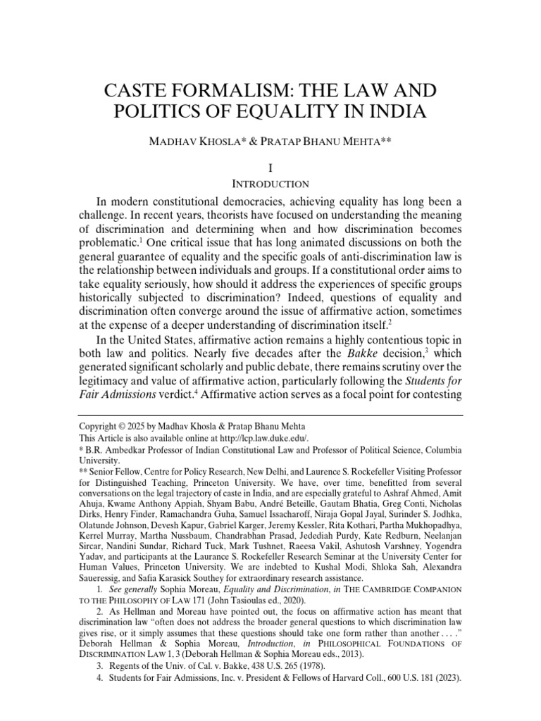 Caste Formalism and Equality in India | PDF | Justice | Crime & Violence