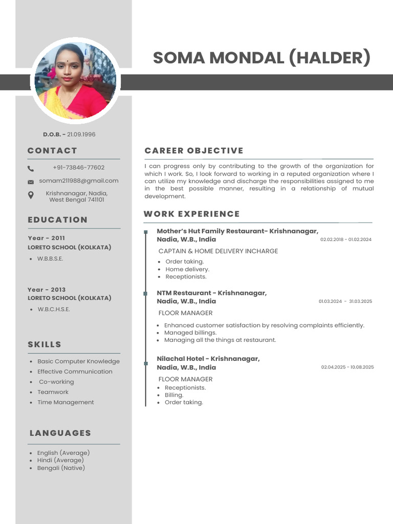 Soma Mondal's Professional Profile | PDF