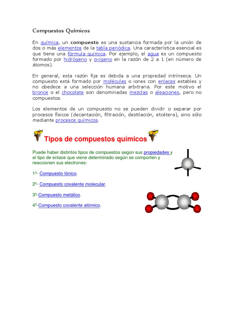 Clasificación de los Compuestos Químicos Compuestos