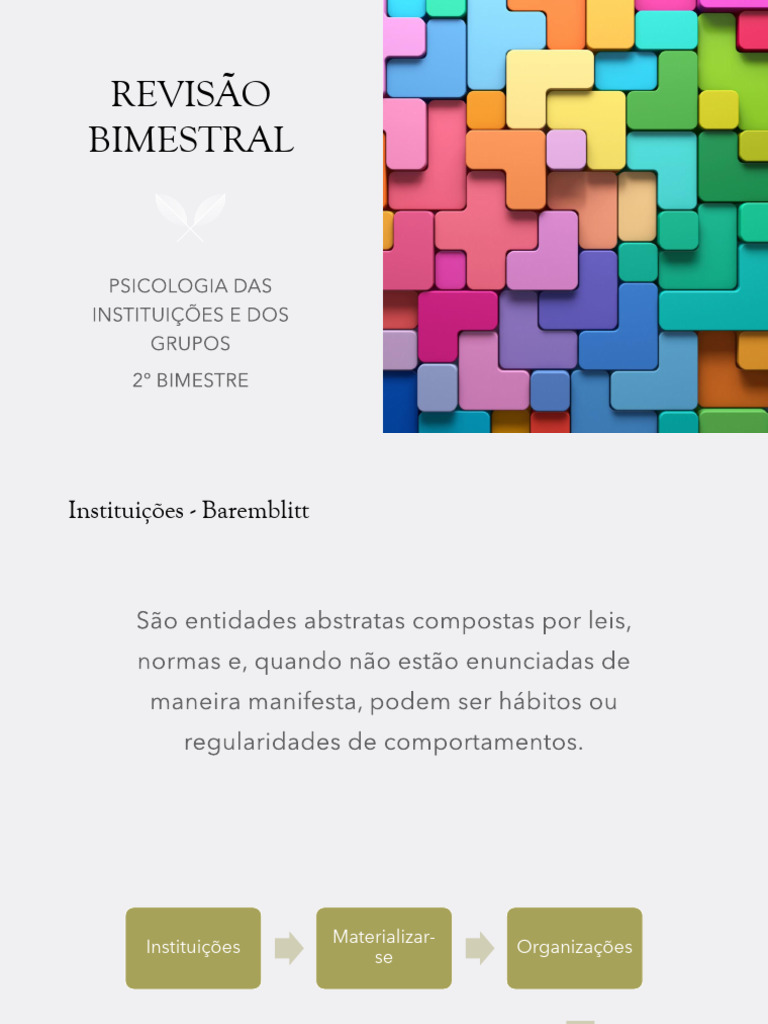 Psicologia das Instituições e Grupos | PDF