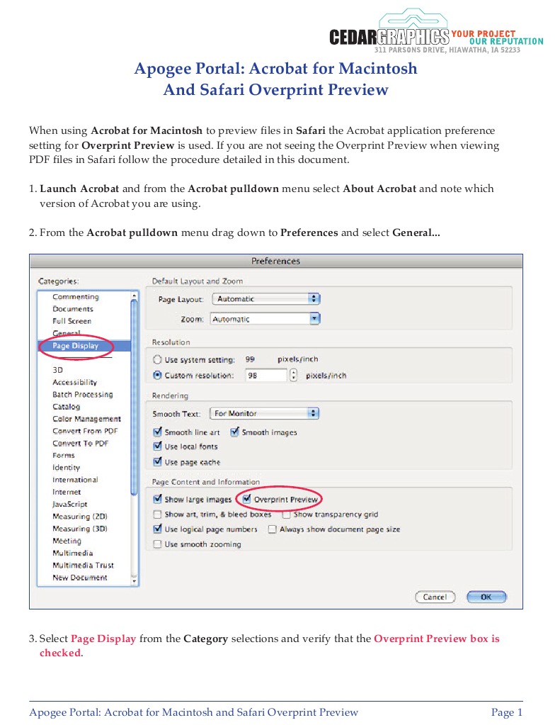 Apogee Portal Acrobat For Macintosh and Safari Overprint Preview PDF