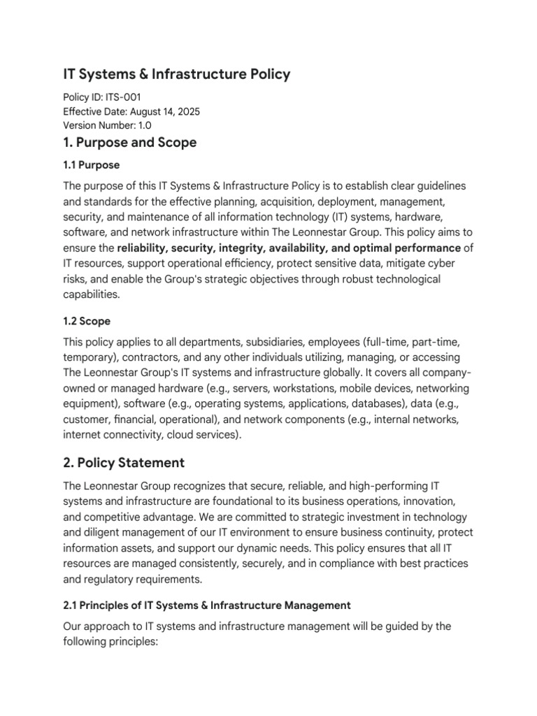 IT Systems & Infrastructure Policy | PDF | Security | Computer Security