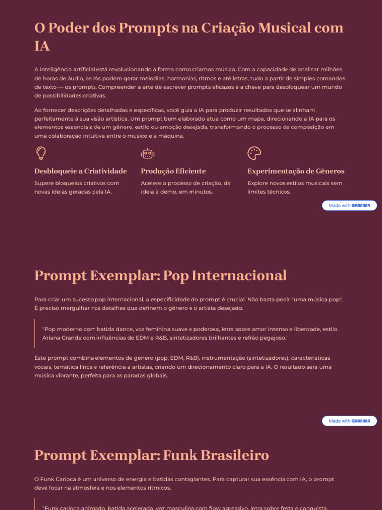 O Poder Dos Prompts Na Criacao Musical Com IA | PDF | Música pop | Funk, image size:768x1024