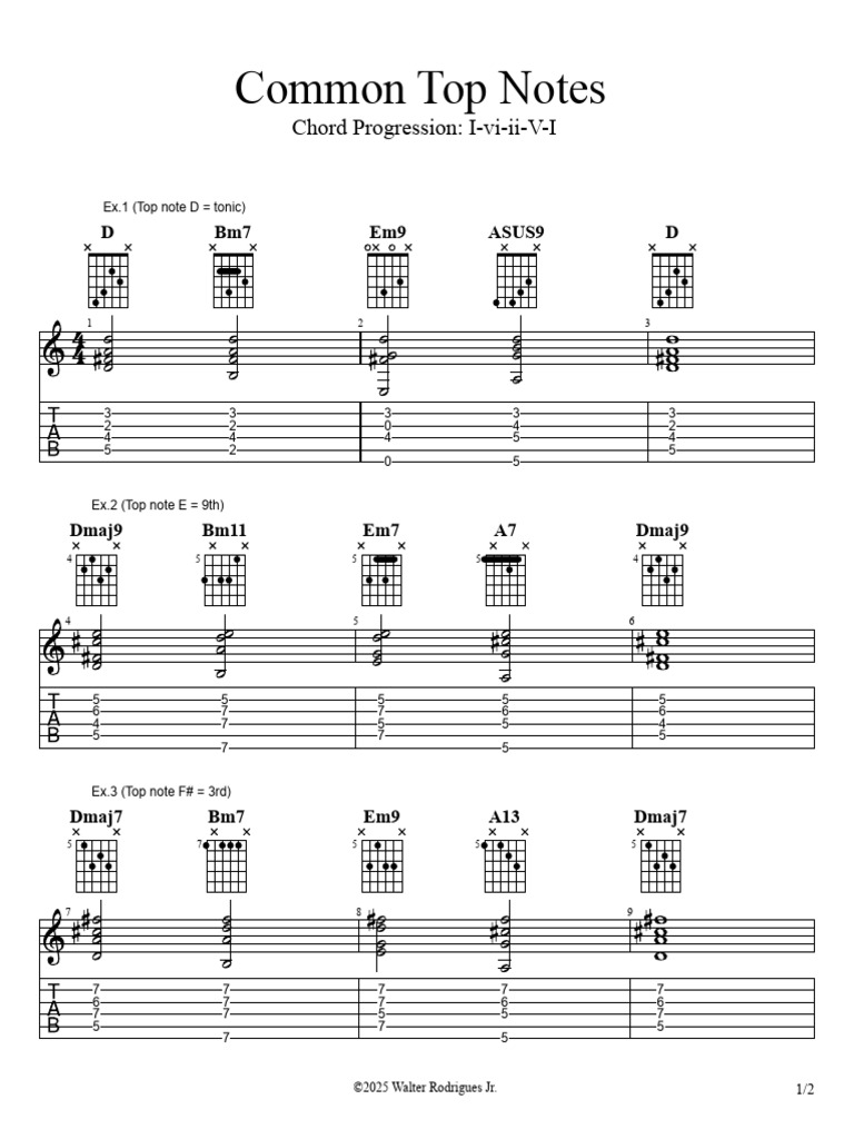 Top Notes Chord Progressions Guide | PDF | Elements Of Music | Music Theory