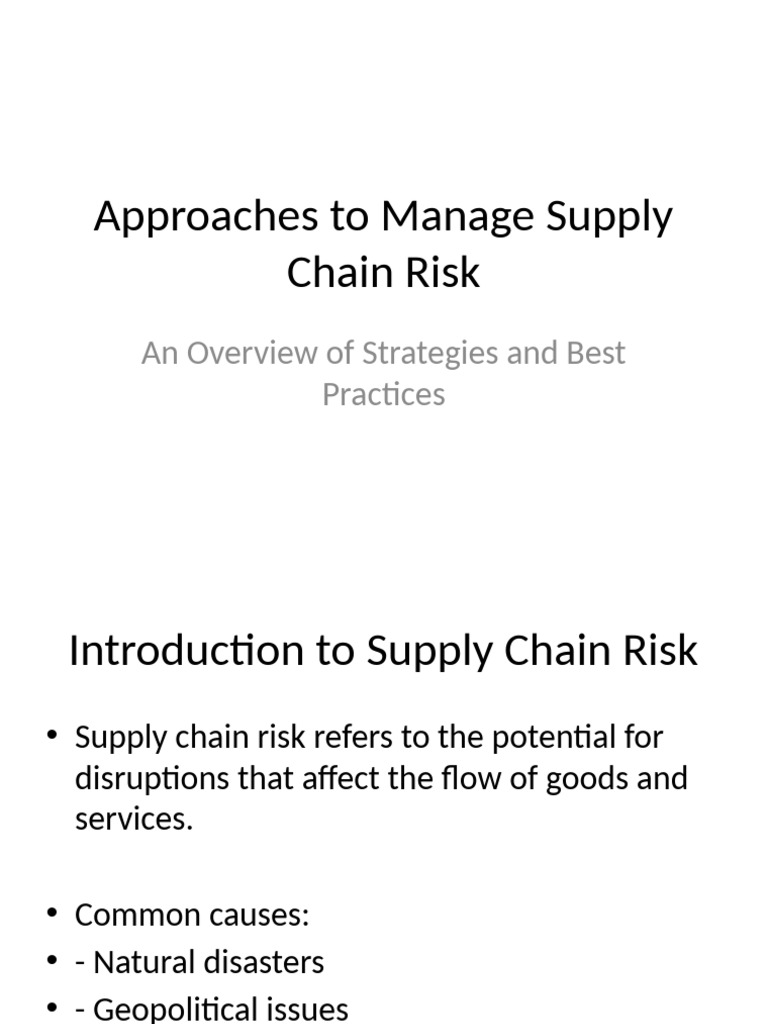 Strategies for Supply Chain Risk Management | PDF