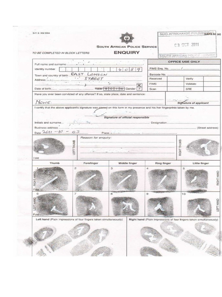 Example of Quality Fingerprints Taken From SAPS | PDF