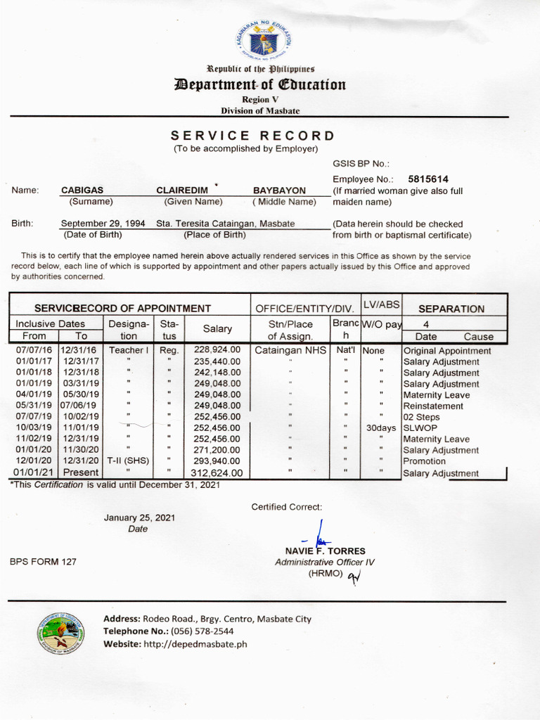 Service Record | PDF